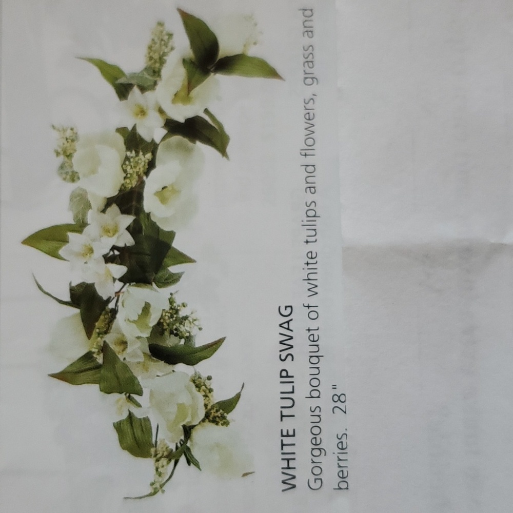Home Interiors New White Tulip swag 28" Faux Flower Artificial Decorate any room - Picture 3 of 7